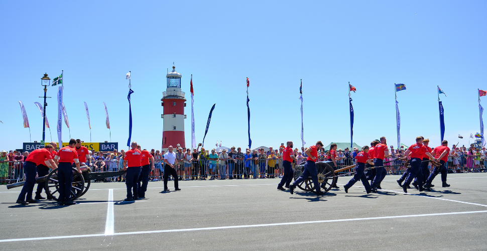 Field Gun Display at Armed Forces Day 2023 on Plymouth Hoe
